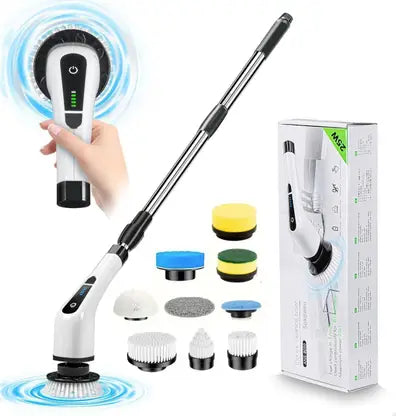9 in 1 Electric Spin Scrubber,Cleaning Brush Scrubber for Home,Replaceable Heads Plastic Wet and Dry Brush Rechargeable